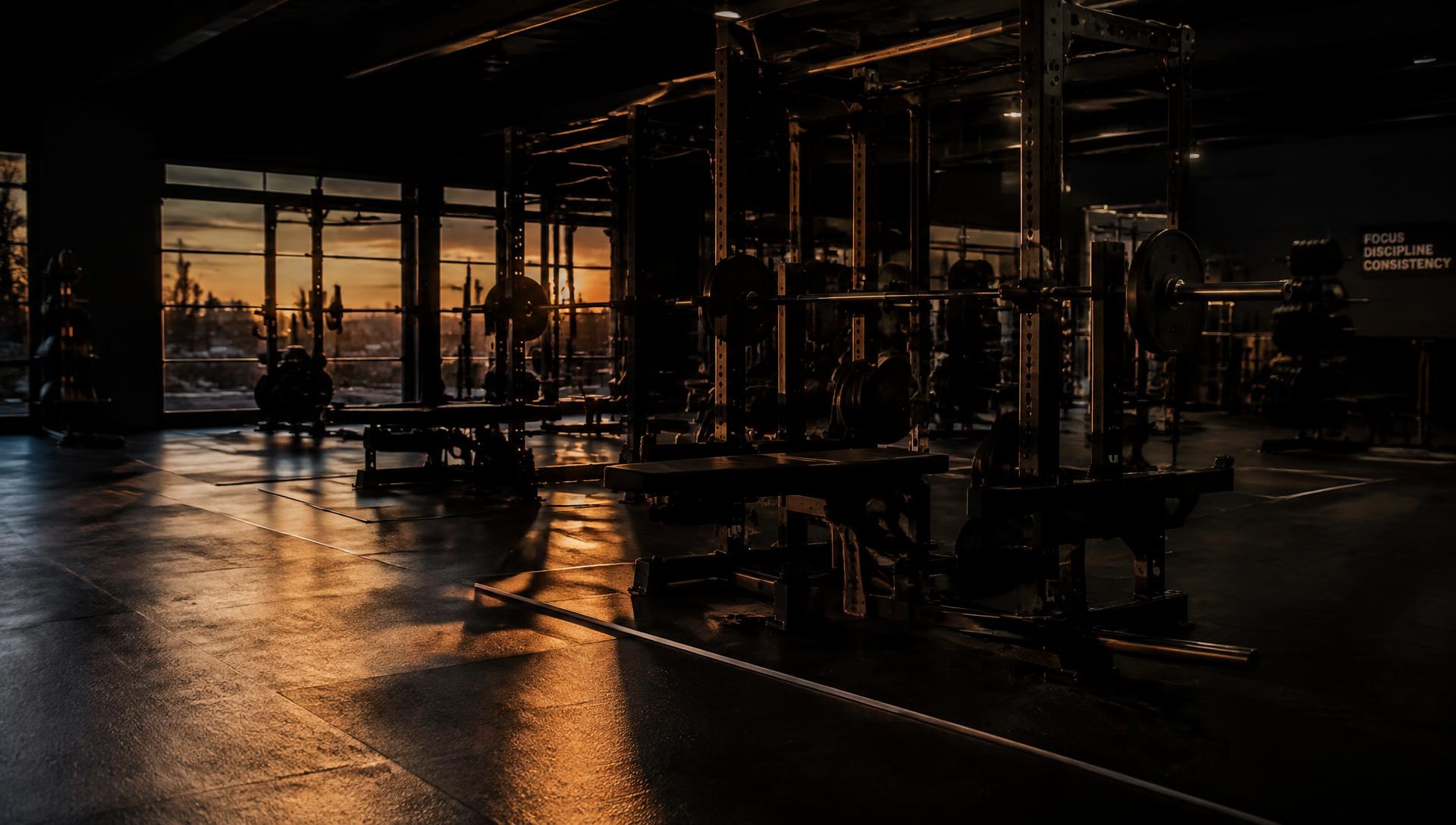 Strength training floor at dusk
